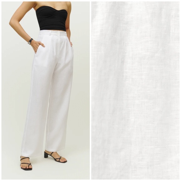 NWT Reformation Vesta Linen Pant In White Women’s 8 - Picture 12 of 16